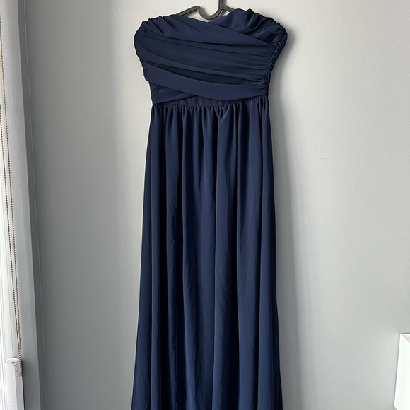 Navy long corset top formal dress - Picture 2 of 4